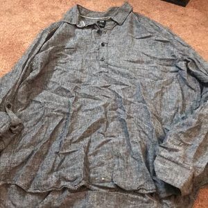 grey half button up